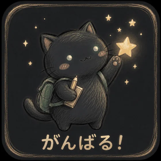 学習を応援する猫のキャラクター