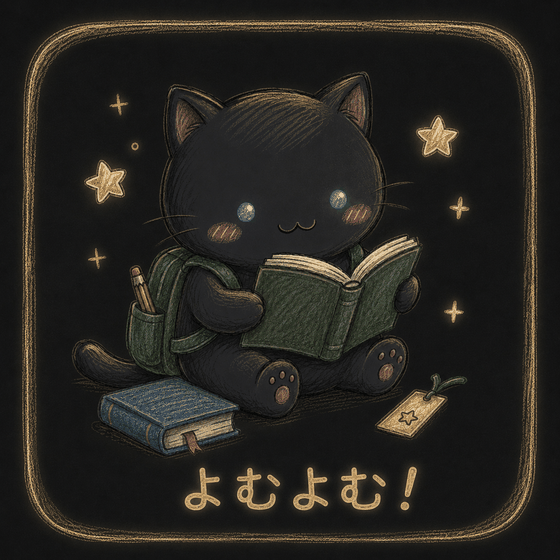 資料を読む猫のキャラクター