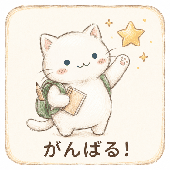学習を応援する猫のキャラクター