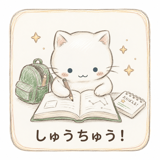 集中して学ぶ猫のキャラクター